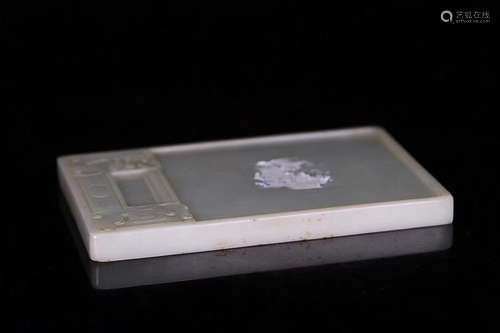 AN OLD HETIAN JADE INKSTONE, QING DYNASTY