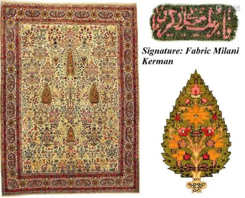 Fine Kirman 'Fabric Milani' Signed (Cypress Design),