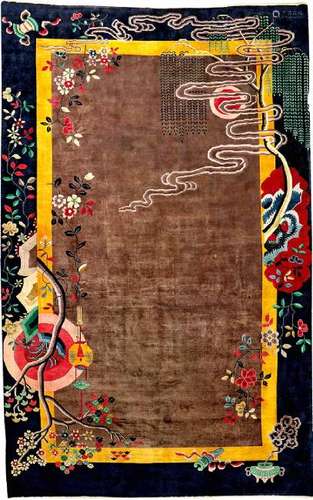 Large Unique Beijing 'Art-Deco' Carpet (Art- Nouveau