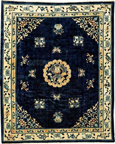 Fine Dark-Blue Beijing Carpet (Dragon Design)