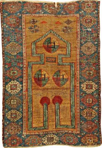 Unusual 'Camel Wool' Konya 'Prayer Rug' (Keyhole