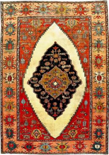 Large & Unique Ivory Ground Bakhshayesh Carpet,