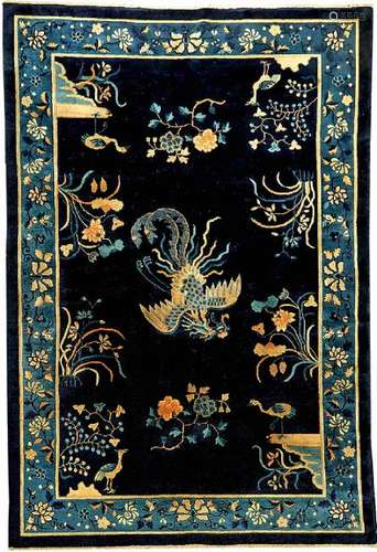 Dark Blue Beijing Rug (Phoenyx Design) 'Qing- Dynasty',