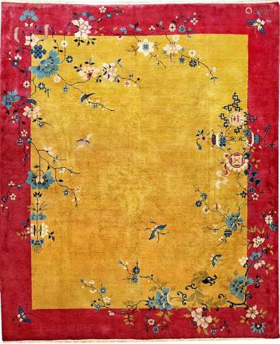 Yellow Ground Beijing Carpet (Leaf Dragon Motif),