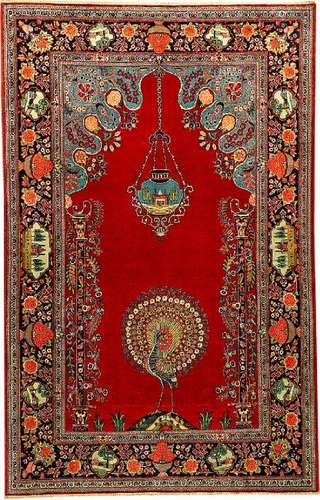 Fine Kurk Kashan Rug,