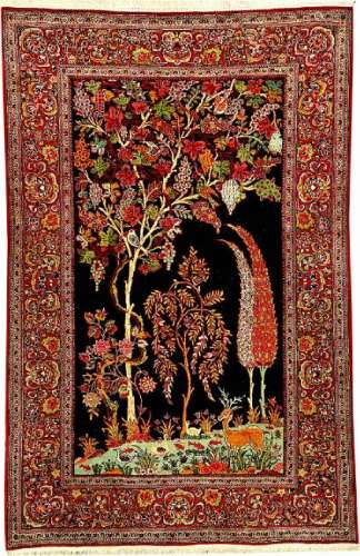 Fine Kurk Kashan Rug,