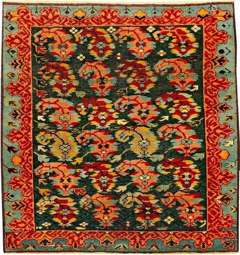 Green Ground Fine Seikur Rug,