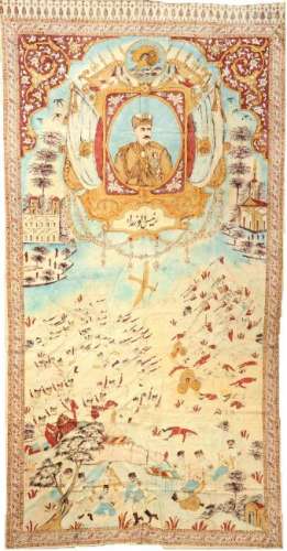 Isfahan-Qalamkar 'Textile' (Reza Shah Pahlavi With Coat