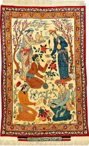 Fine Isfahan 'Seirafian' Pictorial Rug 'Signed' (Poet
