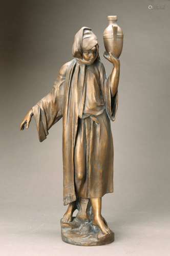 Large Bronze sculpture of a female Oriental with water jar