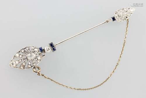 18 kt gold tiepin with diamonds and sapphires