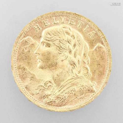 Gold coin 20 Swiss Francs Switzerland