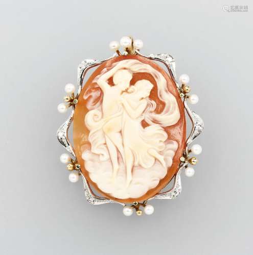 14 kt gold clip-pendant with cameo