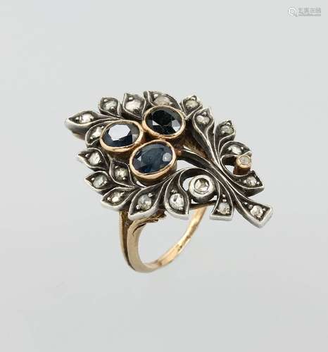 Ring with diamonds and sapphires