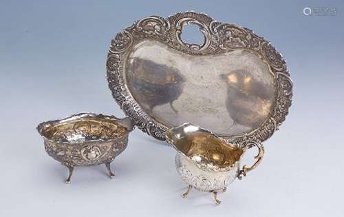 Milk jug and sugar bowl on tray