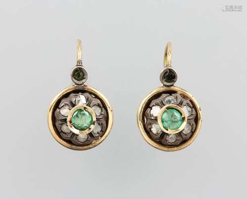 Pair of earrings with emerald and diamonds ,antetype 1860