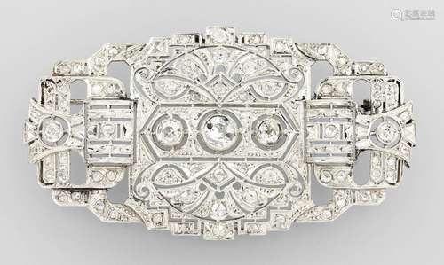 18 kt gold Art-Deco brooch with diamonds