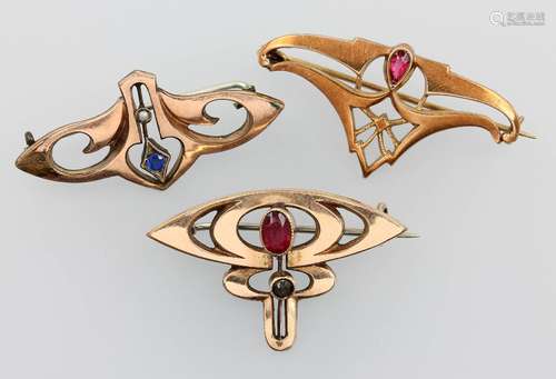 Lot 3 Art-Nouveau-brooches approx. 1900s