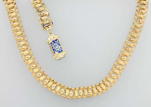 14 kt gold necklace with enamel