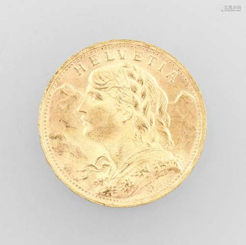 Gold coin 20 Swiss Francs Switzerland