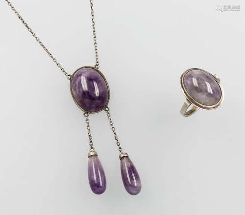 Art Nouveau necklace with amethyst