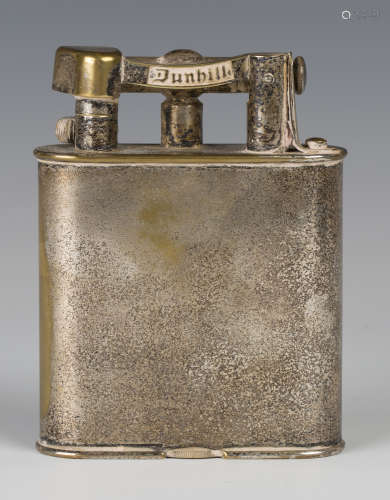 A large Dunhill silver plated table lighter