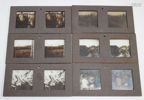 A group of thirty early 20th century French stereoscopic glass slides