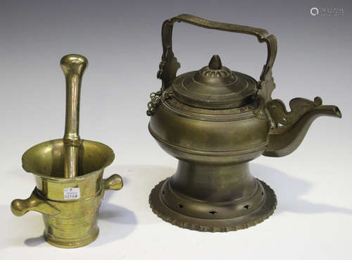 An 18th century bronze pestle and mortar