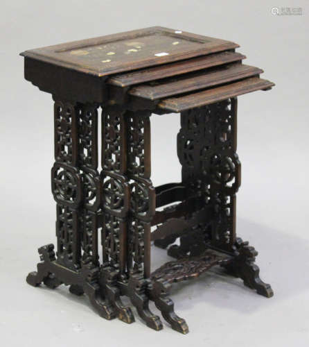 A late 19th century French japonaiserie quartetto nest of occasional tables