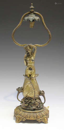 An Austrian Art Nouveau cast gilt bronze table lamp base