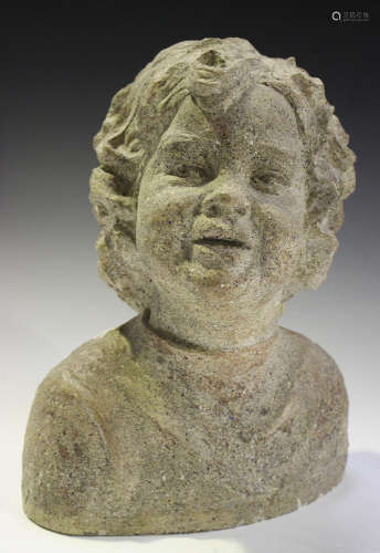 Helene Nikolsky - a mid-20th century coloured and patinated plaster head and shoulders portrait bust of a young girl