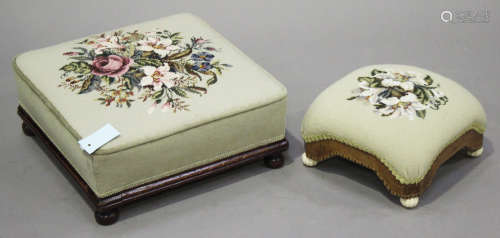 A Victorian footstool with an upholstered seat