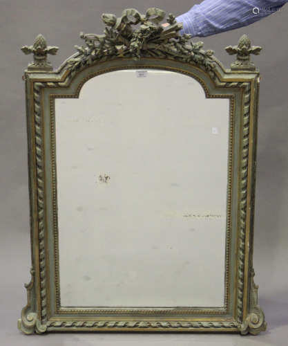 An early 20th century French painted overmantel mirror