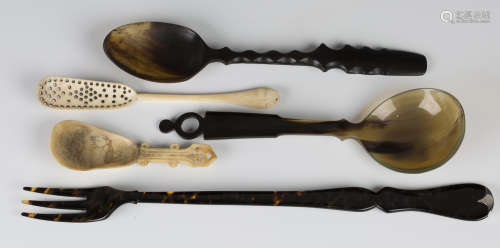 A 19th century tortoiseshell fork with white metal mount
