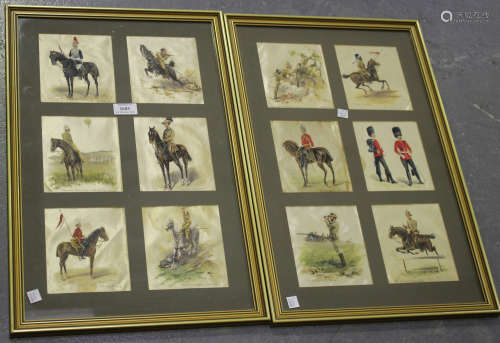A set of twelve watercolours on silk