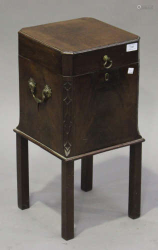 A George III and later mahogany decanter box on stand