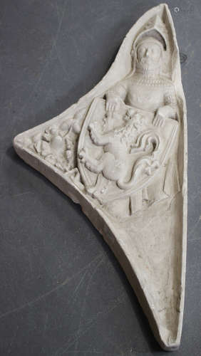 A carved stone architectural corbel of acanthus leaf form
