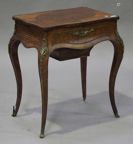 A 19th century French kingwood and parquetry inlaid lady's dressing table with gilt metal mounts