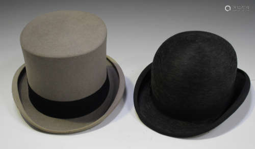 A mid/late 20th century beaver fur black bowler hat by Rowans