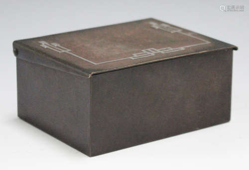 An American Heintz Metal Shop patinated on bronze rectangular box