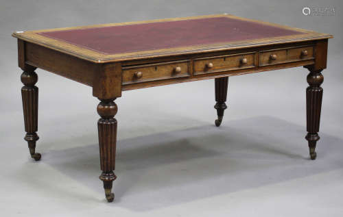A mid-Victorian oak library table