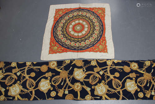 A mid-20th century printed silk scarf