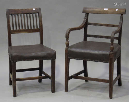 A harlequin set of eight 19th century mahogany bar and spindle back dining chairs