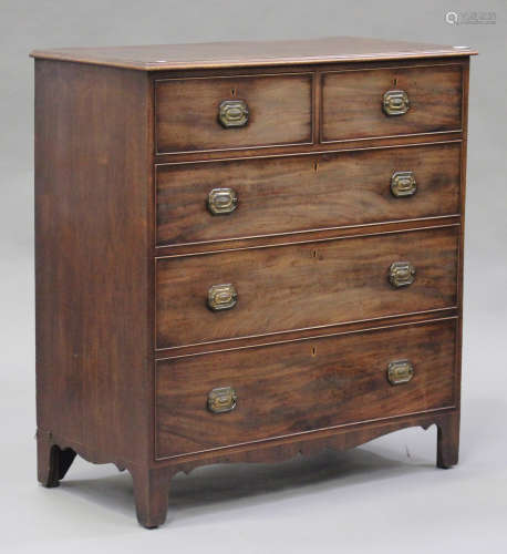 A George III mahogany chest of two short and three long drawers