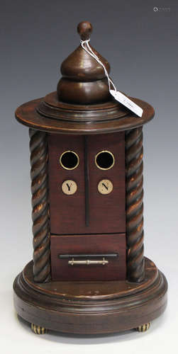 A 19th century style mahogany and stained wooden ballot box of architectural form