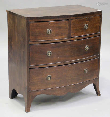 A late 19th century mahogany bowfront chest of two short and two long drawers