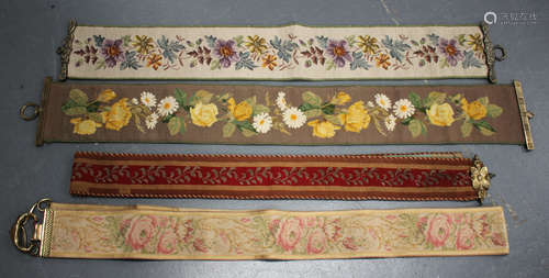 A group of three late 19th and early 20th century woolwork bell pulls