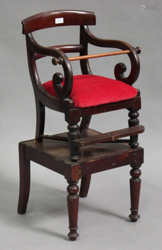 An early Victorian mahogany child's high chair