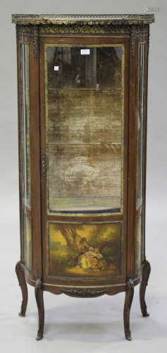 An early 20th century French vernis Martin walnut and gilt metal mounted vitrine