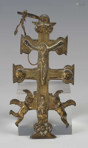 An 18th/19th century gilded cast brass pendant crucifix